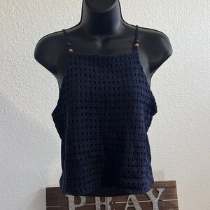Love On A Hanger Navy Blue Crochet Halter Top Size M New Without Tags